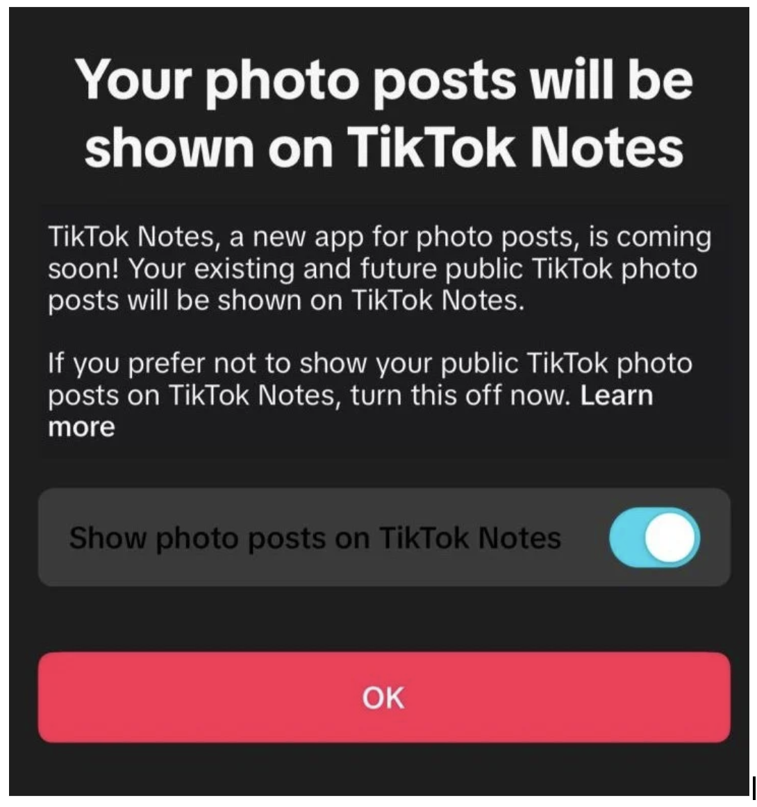 TikTok Notes photo upload